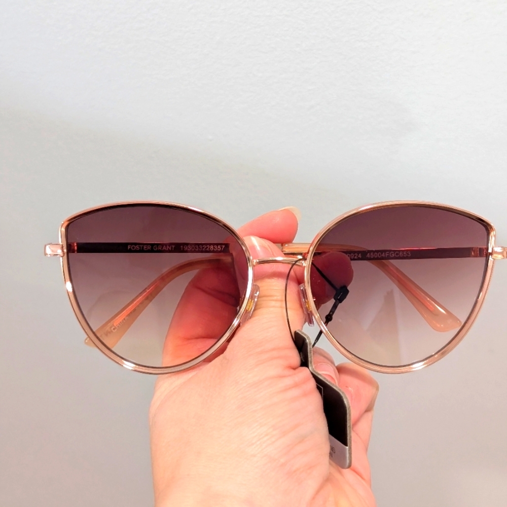 Oversized Car Eye Sunglasses Metal Frame Rose Gold New Festival